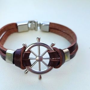 Nautical leather bracelet